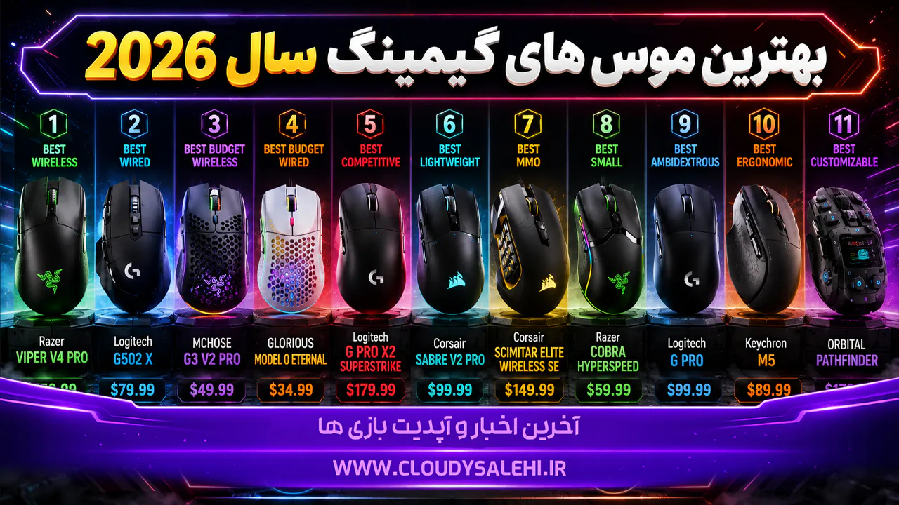 بهترین موسهای گیمینگ ۲۰۲۶؛ معرفی و بررسی ۱۱ موس برتر برای FPS، MMO و استفاده روزمره